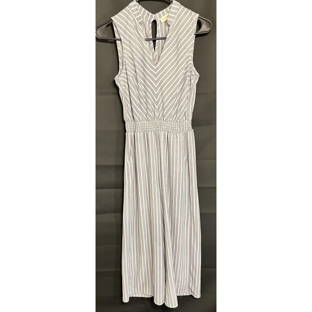 Monteau Los‎ Angeles Jumpsuit Juniors Small Blue Stripe Sleeveless Elastic Waist